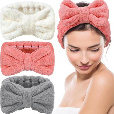 3 Pieces Spa Headband for Women Facial Headband Makeup Headband for Washing Face Terry Cloth Hairband Bow Towel Headbands