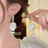 Elegant Shell Long Tassel Earrings Light Luxury Zircon Flower Imitation Pearl Crystal Dangle Drop Earrings For Women Party Jewelry Gifts