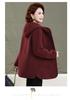 Mom's Fashionable Winter Hooded Fleece Lined Cotton Jacket for Middle-Aged & Elderly Women