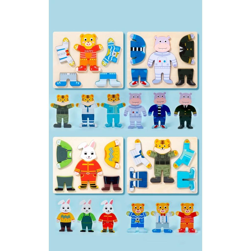 Wooden Dress Up Jigsaw Puzzles Educational Toys Change Clothes Games for Toddlers 1 2 3 Year Old Kids Girls Boys Birthday Gifts
