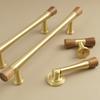 Vintage Look Nordic Cabinet Door Handle in Walnut and Brass for Clothing Storage