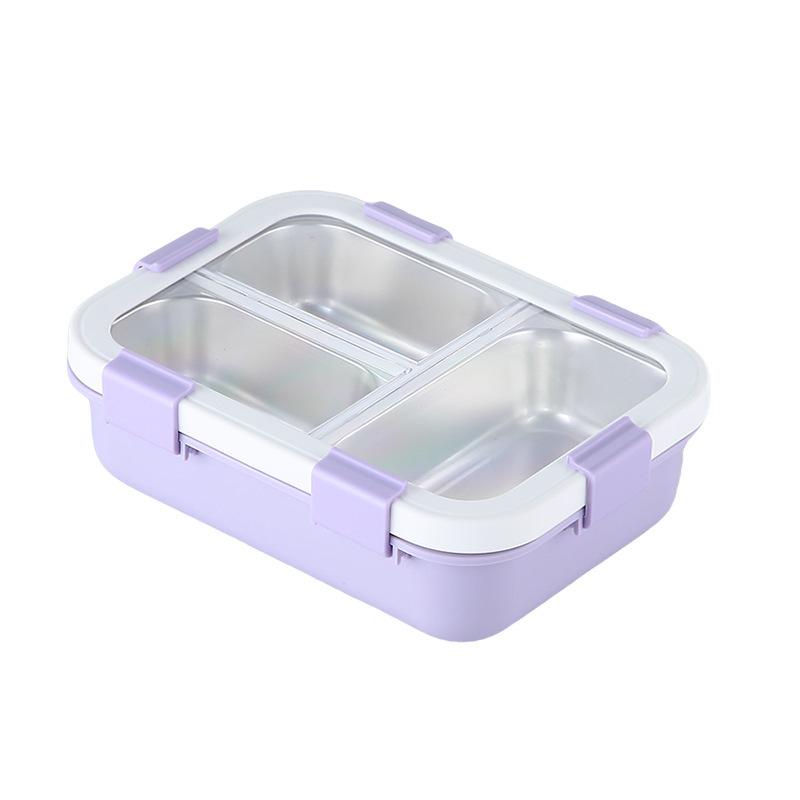 Macaron Color Plastic Lunch Box – Leakproof 3-Compartment Bento Box, Odor-Free & Aesthetic for School, Office, Adults, Lunchbox