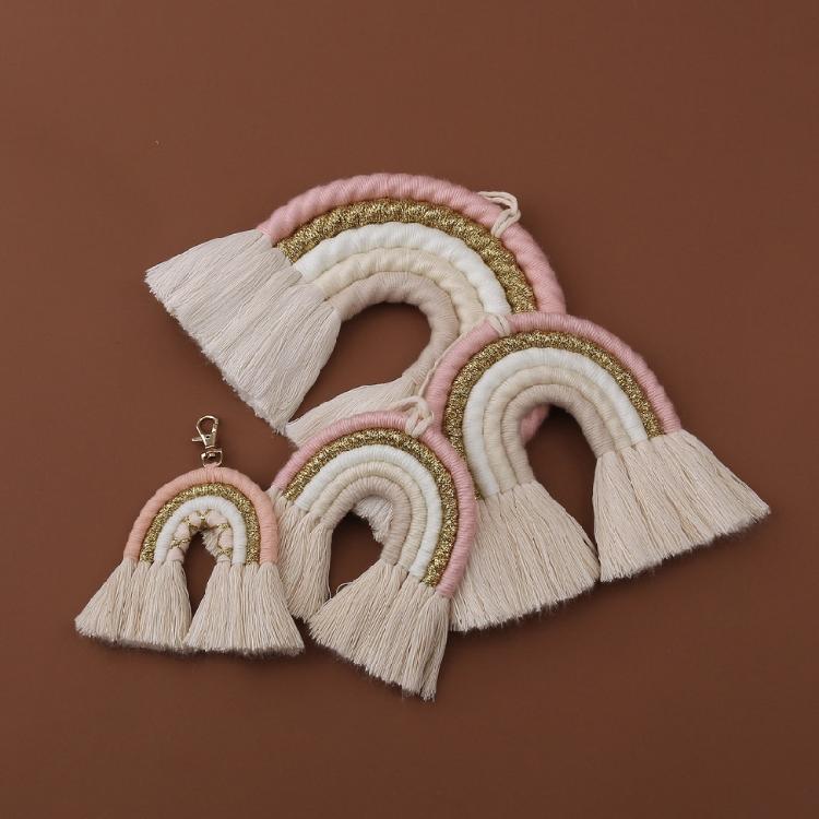 Colorful Woven Macrame Rainbow Wall Decor Party Decoration for Kids Baby Nursery