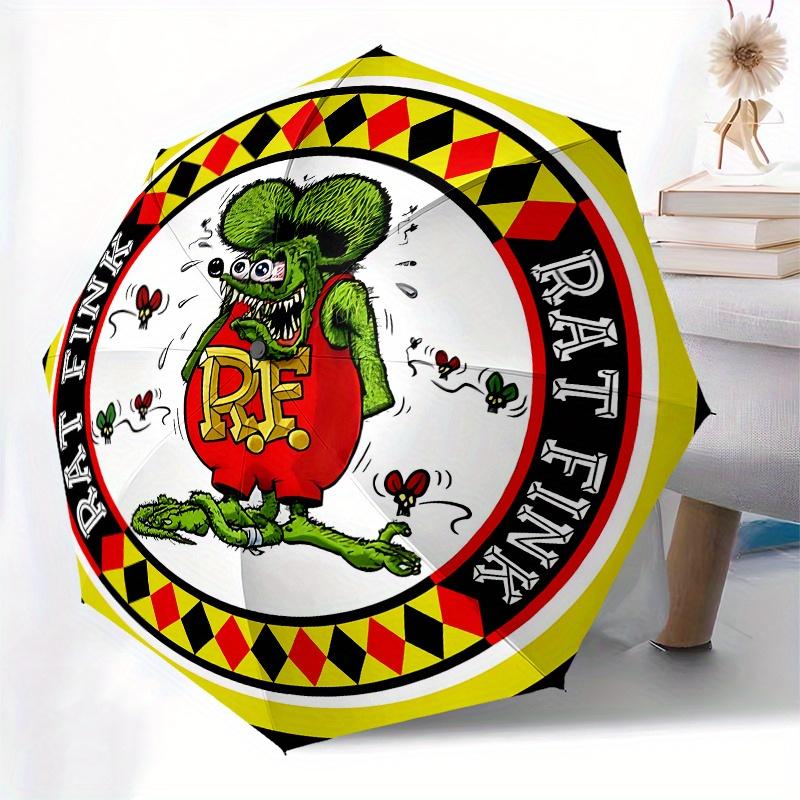 Rat Fink Classic Pin - Green Mouse withRed Overalls - Vintage Style Automotive EmblemUmbrella, Portable 3-Fold Compact Umbrella for Men & Women Gift