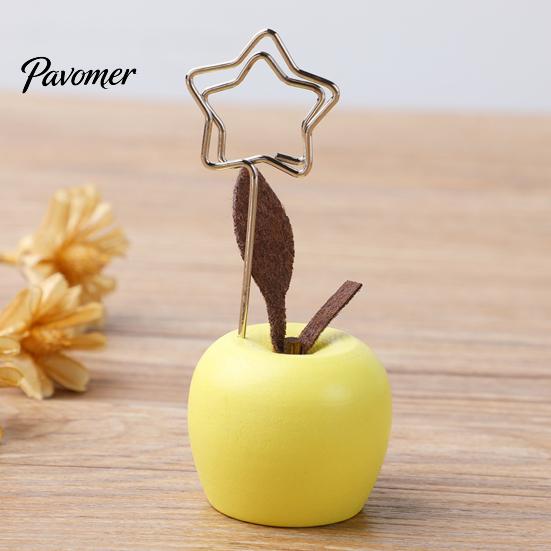 Strong Support Note Clip Cute Mushroom/Fruit Card Holder, Wooden Memo Holder Stand, Single Photo Star And Heart Wire Picture Display Clip, Desktop