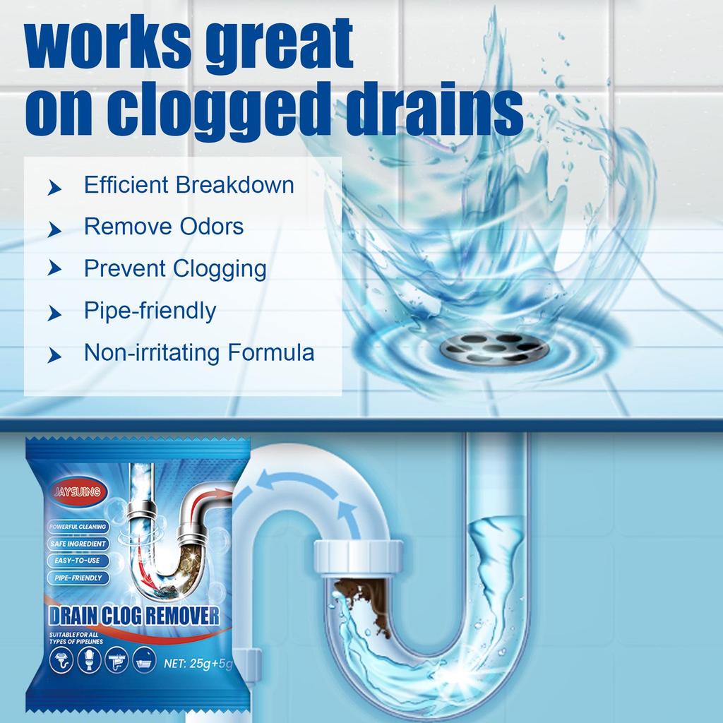 Jaysuing Anti-Clog Drain Powder for Toilets & Kitchens
