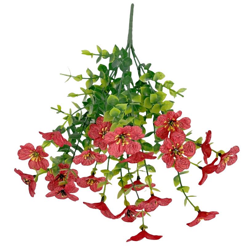 7-Fork Eucalyptus Violet Artificial Silk Flowers for Tabletop & Courtyard Decoration