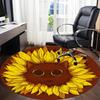 1pc Sunflower Cat Office Round Area Rug,  Mat Suitable For Office, Under Office Chairs Bedroom Living Room Home Decor, Room Deco