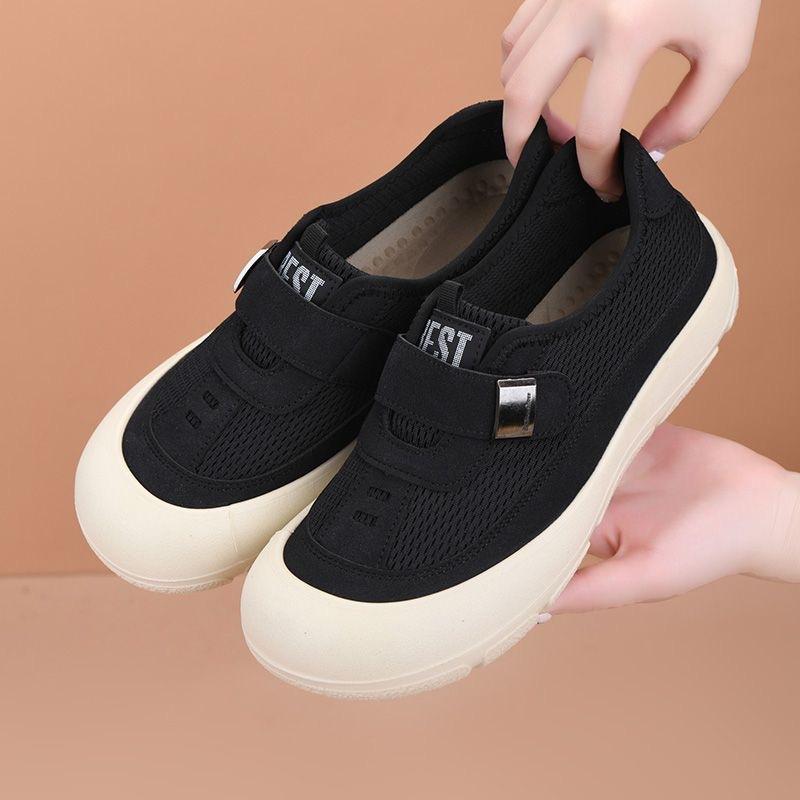 Sapatos casuais de verão para mulheres, um pedal, velcro, malha, respiráveis, moda, leves, sapatos esportivos