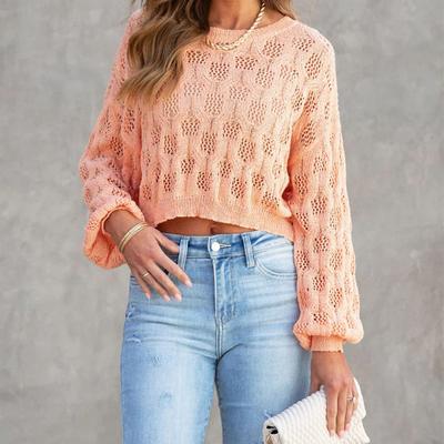 Sweater Women's Cutout Cropped Navel Pullover Top