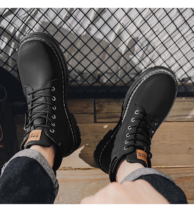 2026 Summer Men's Plus Size Martin Boots - British Style Trendy Leather High-Top Work Boots