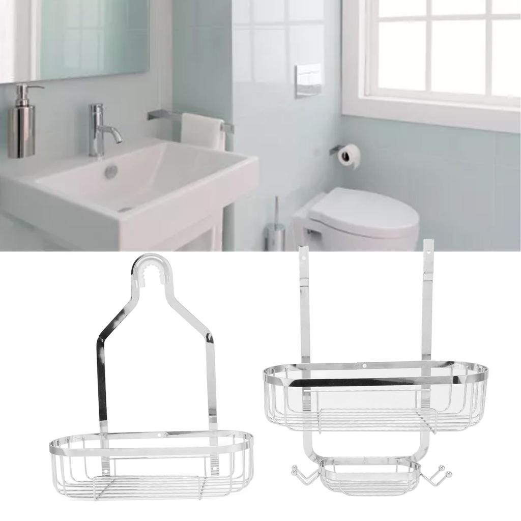 Metal Iron Wall Mounted Bathroom Basket 2 Layer Punch   Bathroom Shelves Toilet Accessories