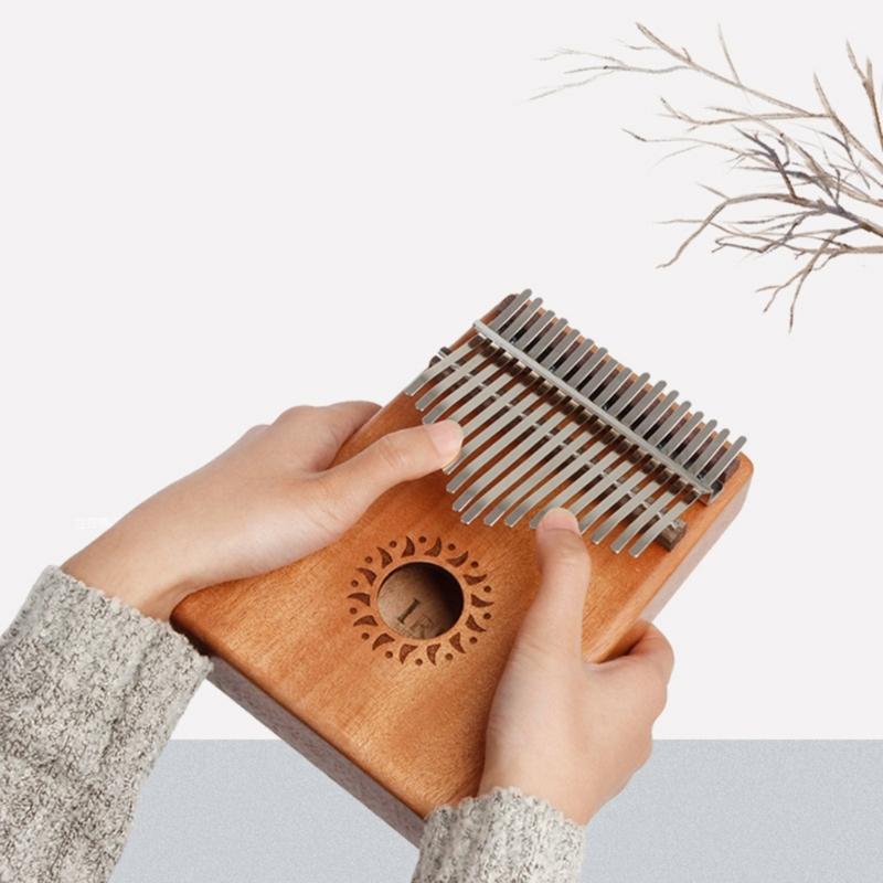 Cute Mahogany 17 Key Mini Kalimba Wood Material Thumb Piano Gift Keyboard Instrument Finger Piano Best for Kid, Beginner