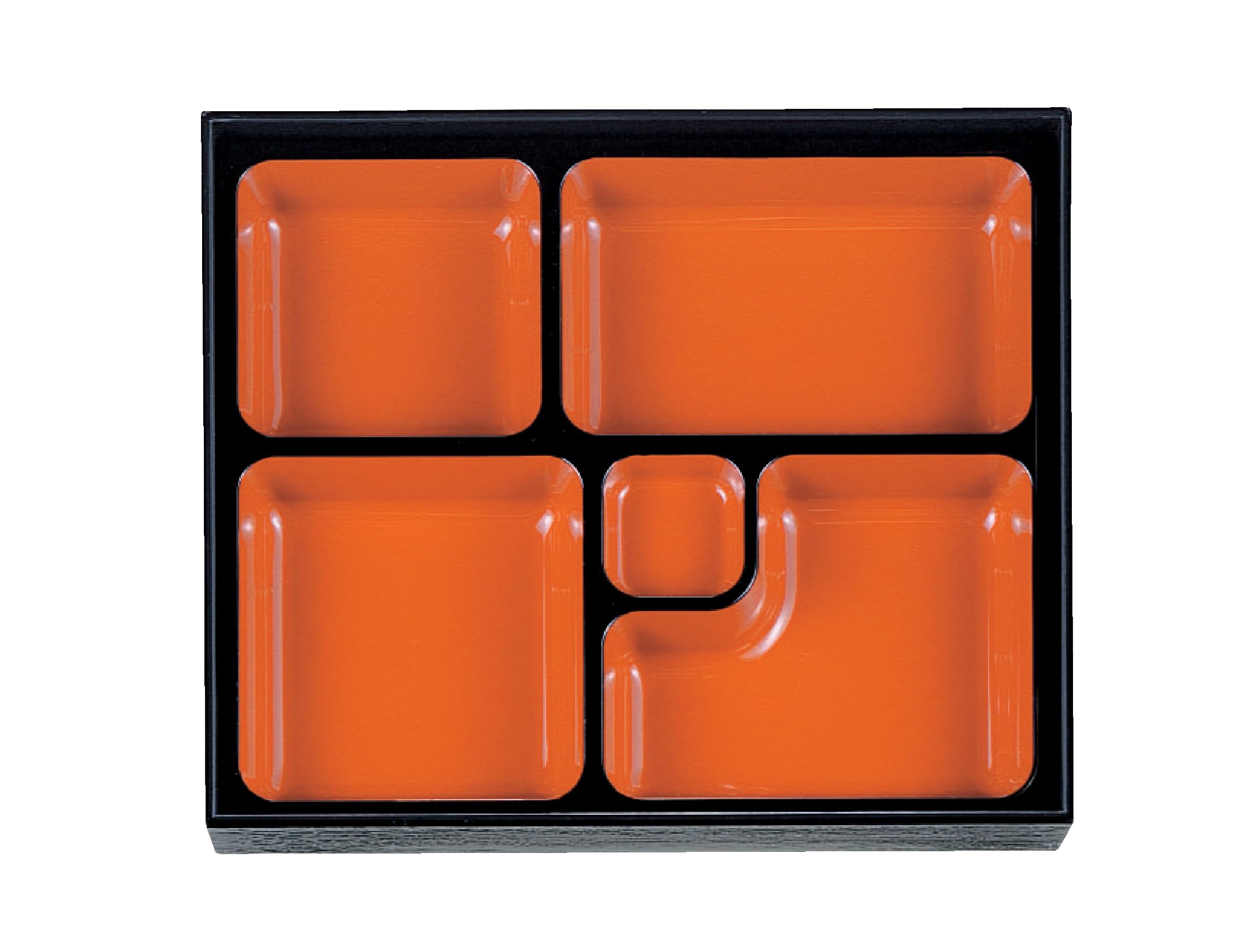 Лакерная посуда Вакаидзуми TA Деревянный ланч-бокс с 5 отделениями (киноварь и черный), 11 дюймов, Отделка, 1-367-4 чёрный