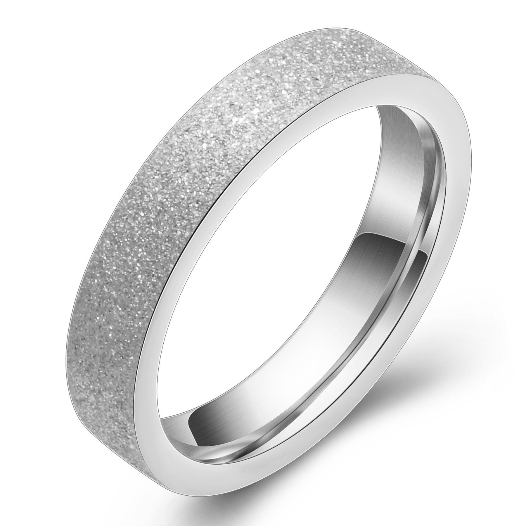 Elegant 18K Gold Frosted Stainless Steel Couple Ring - 4MM Size 7