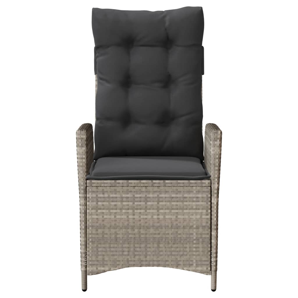 Garden Armchair with Cushions Adjustable Light Grey Poly Rattan