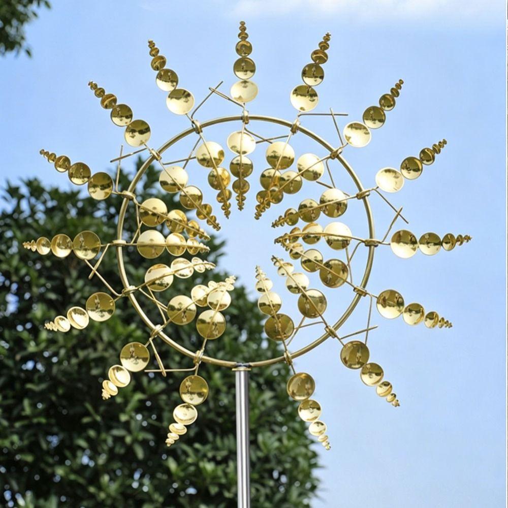 Rust Resistant Wind Spinner Ground Mounted Windmill Rotating Garden Art Metal Windmill  Yard Decor