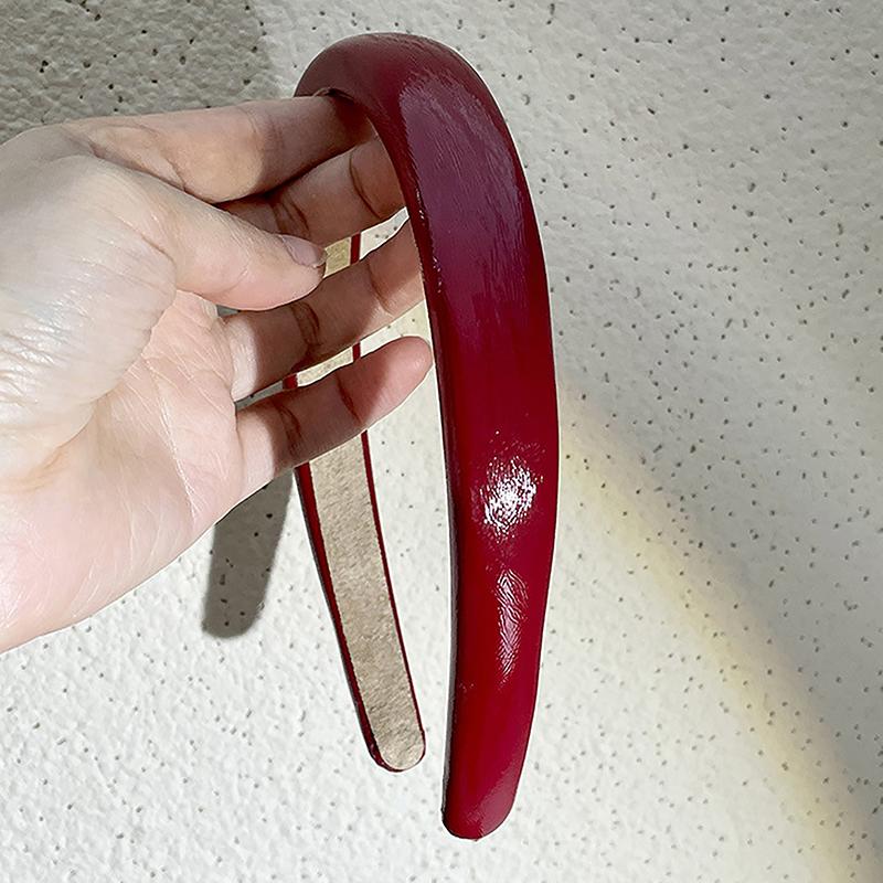 Retro Rødt Lær Svamp Hodebånd For Kvinner Temperament Hårbøyle Vaske Ansikt Hårbånd Kvinnelig Fest Hårtilbehør Gave