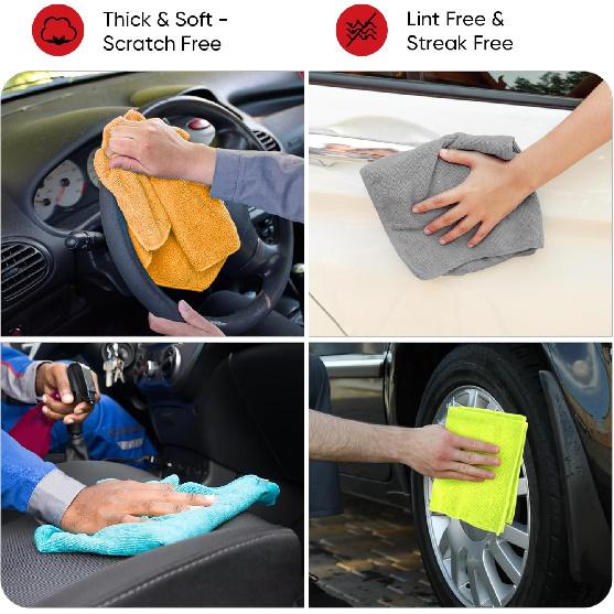 AIDEA Microfiber Cleaning Cloth 12 Pack, Microfiber Towels For Cars, Soft & Absorbent Cleaning Rags, Premium Lint Free Shop Towels For House,