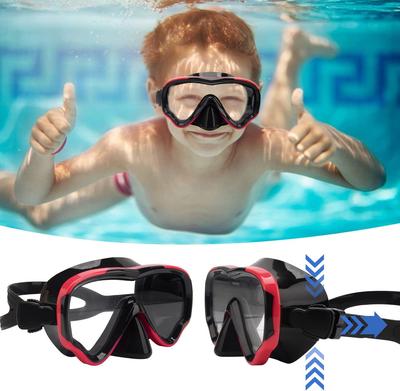 Swimming Goggles Diving Mask Swimming Goggles with Nose Cover Silicone Skirt Tempered Glass Panoramic HD for Boys Girls