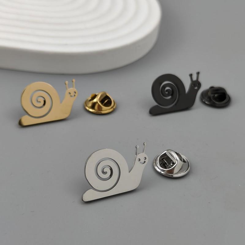 Cartoon Snail Gold Brooch Flat Cut Badge Daily Wear Men's Suit Shirt Accessories