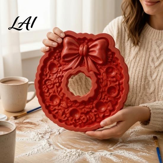 Creative DIY Home Decor Christmas Stepping Stone Mold Silicone Tree Santa Wreath Gingerbread Man Design Artistic Garden Ornament Mold Non