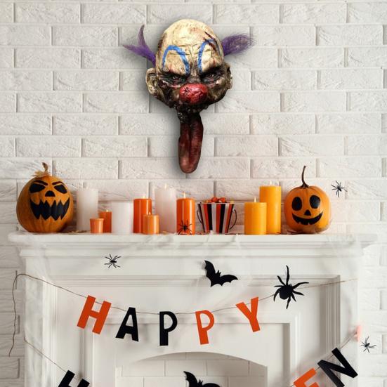 Zombie Head Halloween Decoration Resin Scary Severed Blood Head with Movable Tongue for Halloween Party Indoor Outdoor Bar Haunted House Decor
