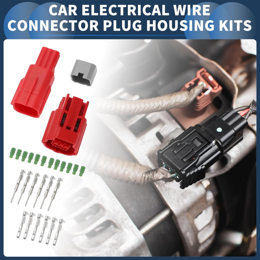 INFINAUTO 1 Set 6 Pin Car Electrical Wire Connector Plug Housing Kit 0.6mm Series