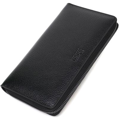 קלאץ' גברי מרווח עם תא אחד מעור נאפה אמיתי BOND-WALLET 22029 שחור
