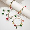 3pcs/set Color Collision Christmas Tree Bell Bracelet Bow Christmas Tree Charm Necklace  Gift