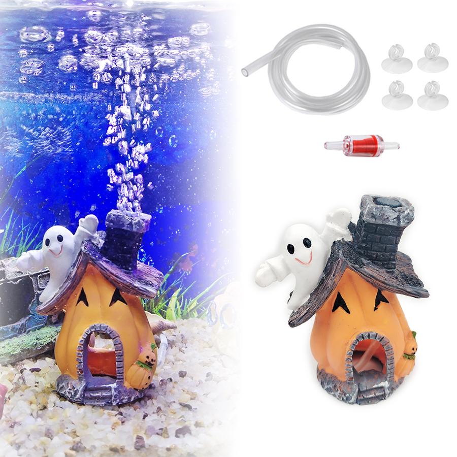 

Укрытие для аквариума Дом-тыква Аэратор Хэллоуин Аквариумная декорация Аквариумный ландшафтный декор Украшения Аэрационный камень Аэраторы Комплект 1 set