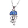 Women Chain Necklace Fashion Jellyfish Pendant Cute Female Blue Opal Necklaces