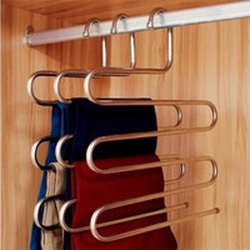 Multilayer Stainless Steel Magic Pants Hangers Space Savers Storage Rack for Hanging Jeans Scarf