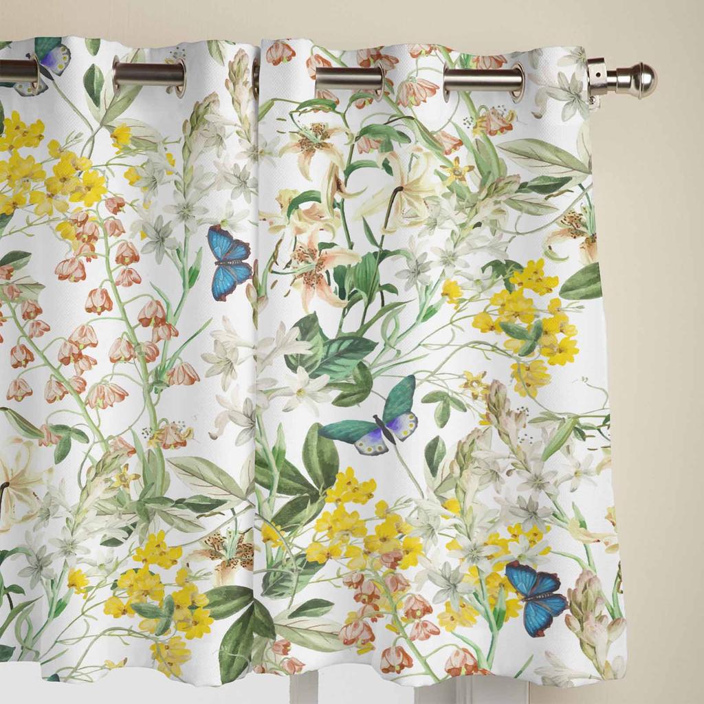 Plant Flowers Leaves Butterfly Window Curtains for Living Room Luxury Bedroom Curtain Kitchen Blinds Drapes Curtains