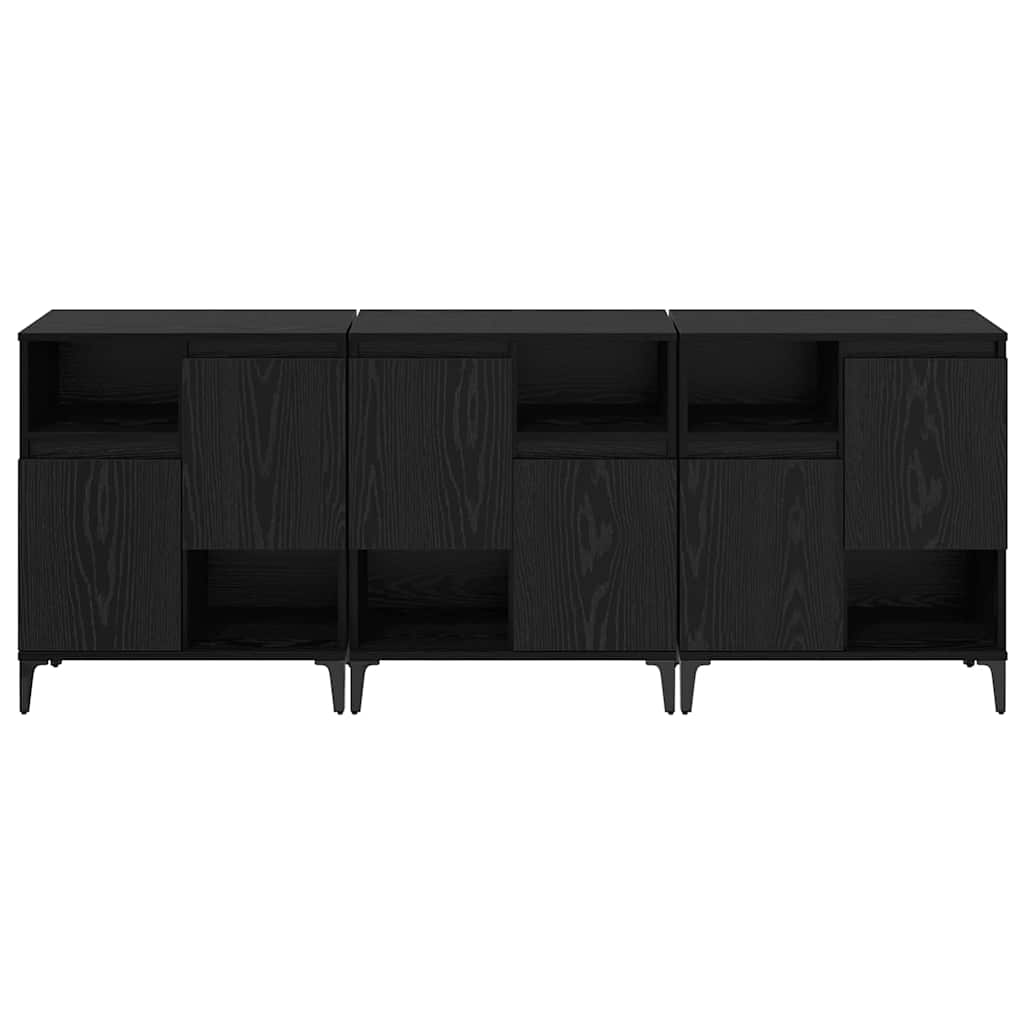 Sideboards 3 pcs Black Oak Effect 60 x 35 x 70 cm