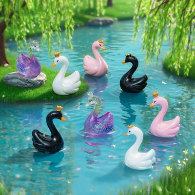 24 Pièces Mini Figurine Cygne Animaux en Résine Miniature Ornements pour Jardin Féerique Paysage Mousse Terrarium DIY Artisanat