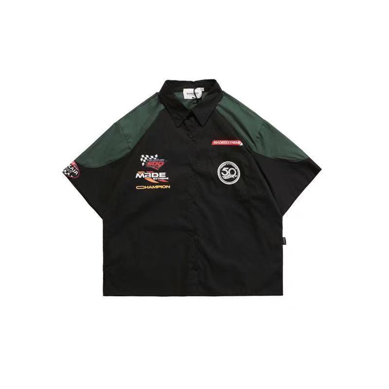 

Мужская американская ретро хип-хоп уличная гоночная футболка с коротким рукавом на лето - Модная, вдохновленная мотоциклами, свободного кроя, тонкого дизайна M