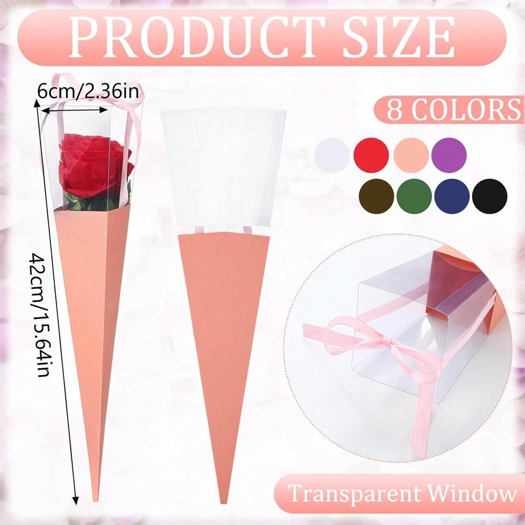 24 Pcs Flower Bags Single Rose Sleeves Flower Bouquet Single Rose Bag Floral Wrapping Paper Floral Gifts for Wedding Birthday