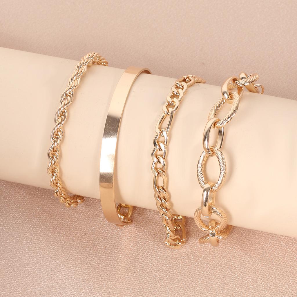 European and American metal Cuban chain hip-hop bracelet ins personalized niche design cold wind jewelry set