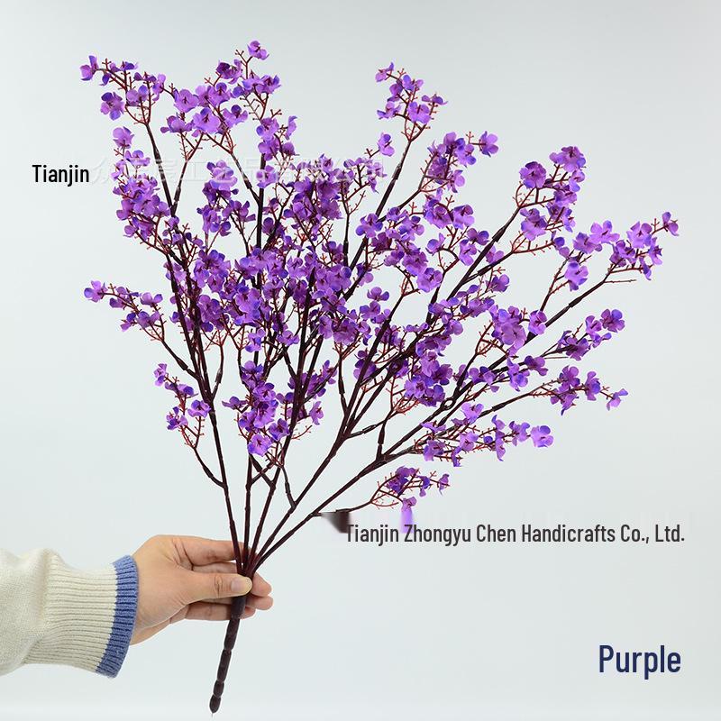 Large Silk Gypsophila Bouquet for Wedding Décor - 5-Prong Branches with Small Flowers