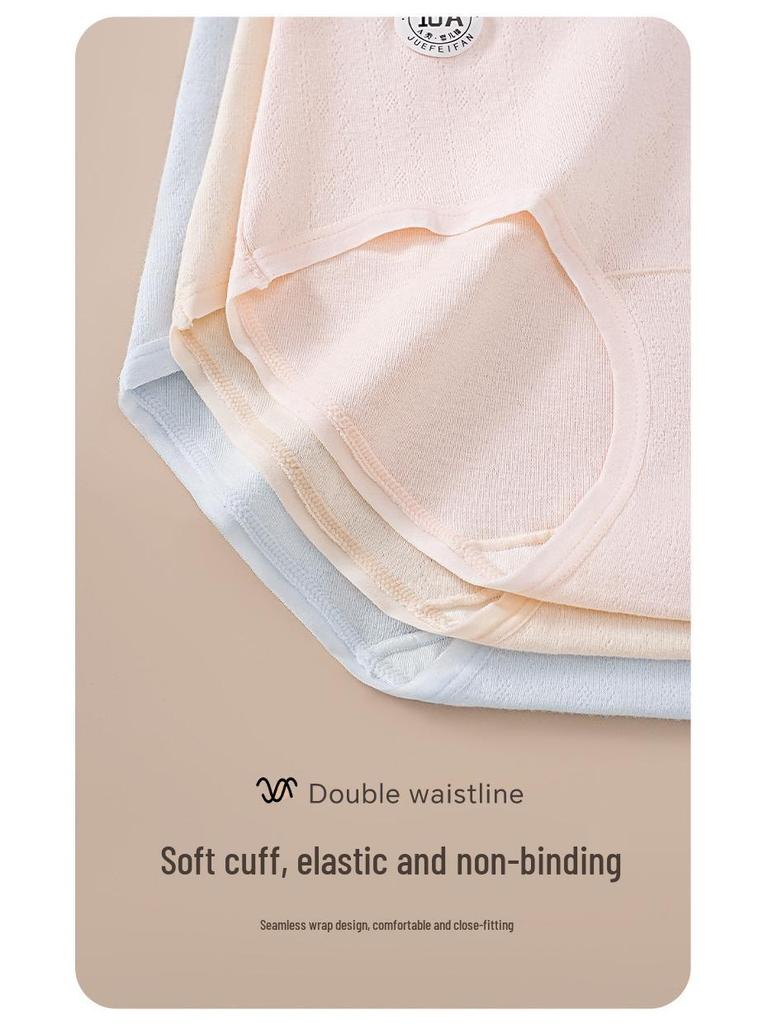 10A Seamless Women's Pure Cotton Antibacterial Plus Size Briefs with Extended Crotch & Breathable Design