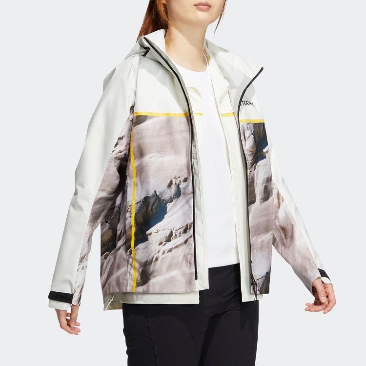 Adidas Waterproof And Windproof Windbreaker Jacket Women's Jade White IC1991