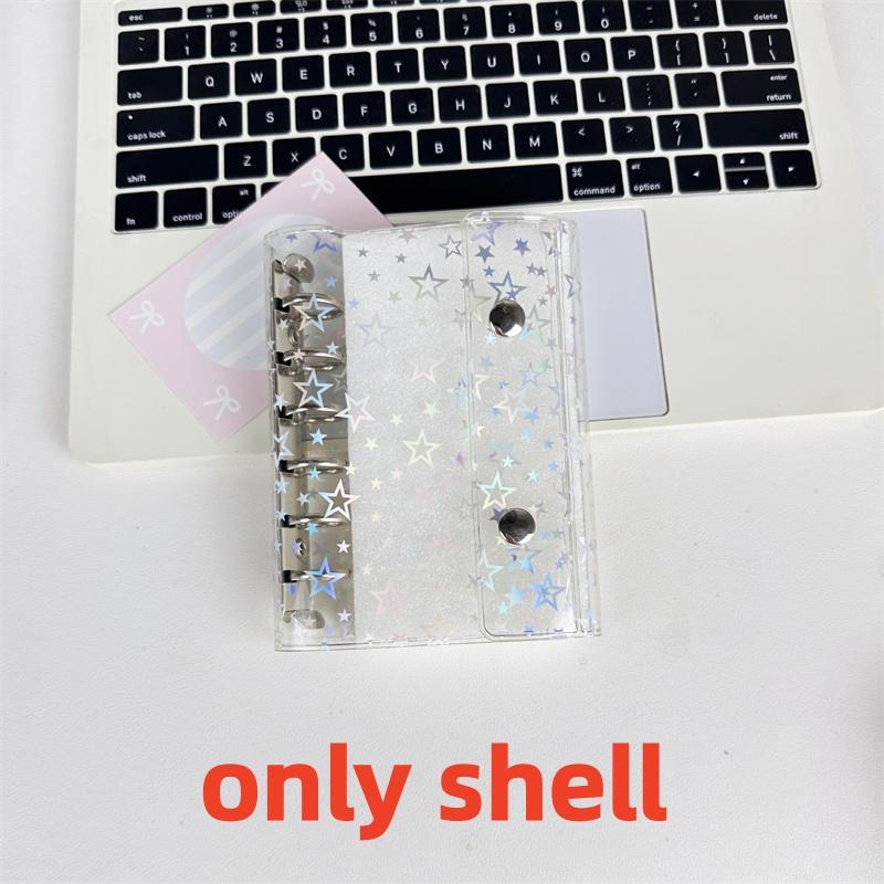 A7 Budget Binder Cover Clear Glitter PVC Binder Refillable Notebook for Photos Pictures Albums Organizer Planner Folder