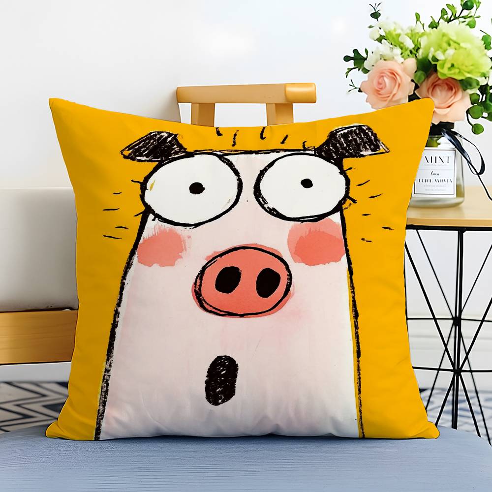 Funny Abstract Funny Animals Pillow Case Printed Brushed Fleece Pillow Baby Skin-Touch Eco-Friendly Dye-Sublimat