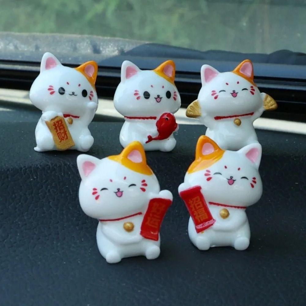 Cute Lucky Cat Car Ornaments Mini Cat Micro Landscape Ornament  Garden Landscape