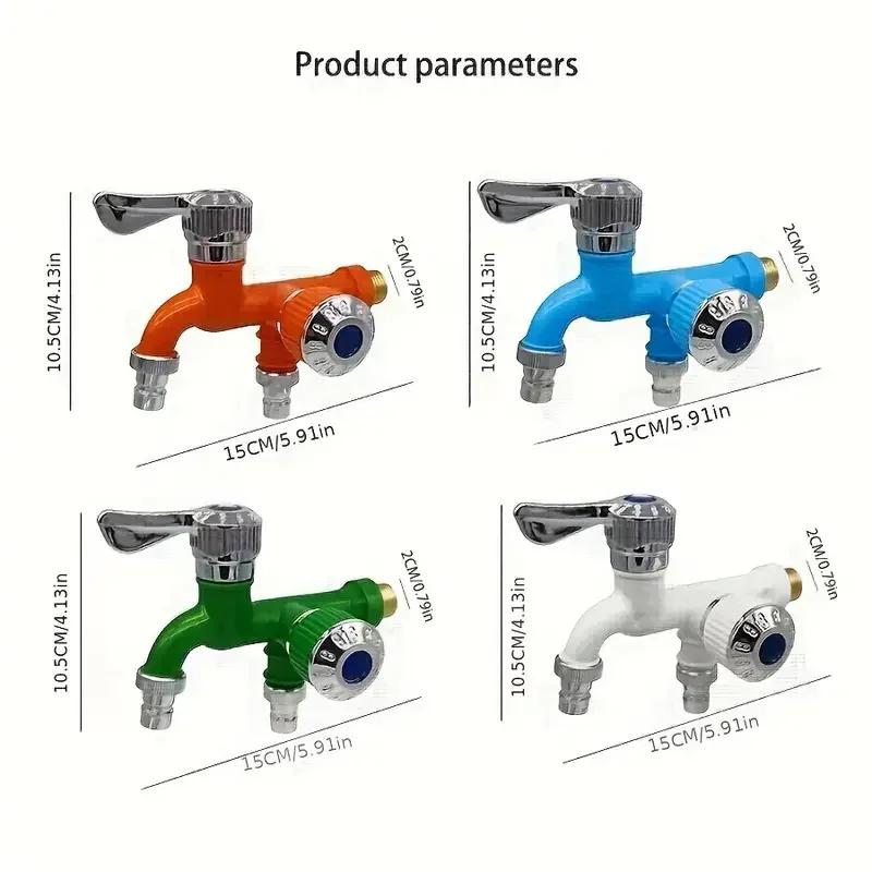 Toilet Faucet Double Outlet Double Control 2-in-1 Faucet Home Bathroom Hose Irrigation Accessory Plastic Connector