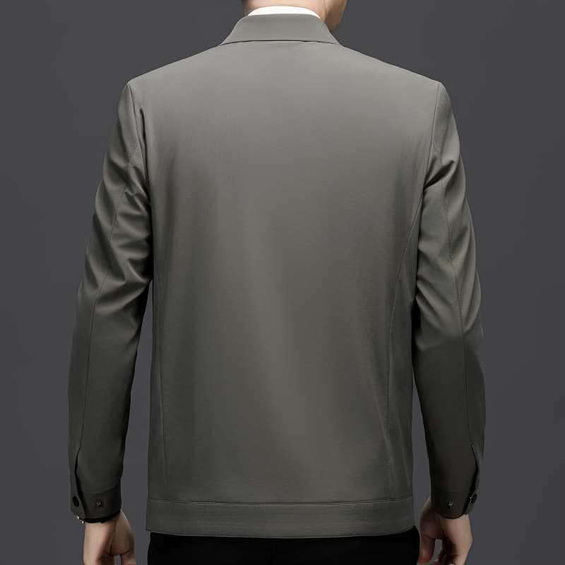 Men's Retro Business Casual Lapel Jacket - Autumn/Winter, Loose Fit, Middle-Aged Dad Style Zhongshan Coat