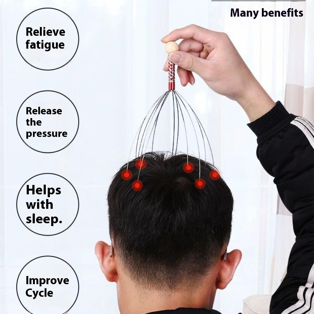 Massageador de cabeça de polvo, extrator de alma, agarrar e ingerir, artefato de coçar a cabeça, coceira no couro cabeludo, meridianos coçando o topo da cabeça