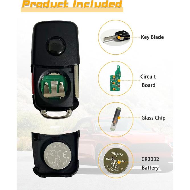 Key Fob Replacement Fits for 2012-2016 Volkswagen Beetle Passat/ 2011-2016 CC Eos Golf GTI Jetta Tiguan Touareg Keyless Entry Remote Control