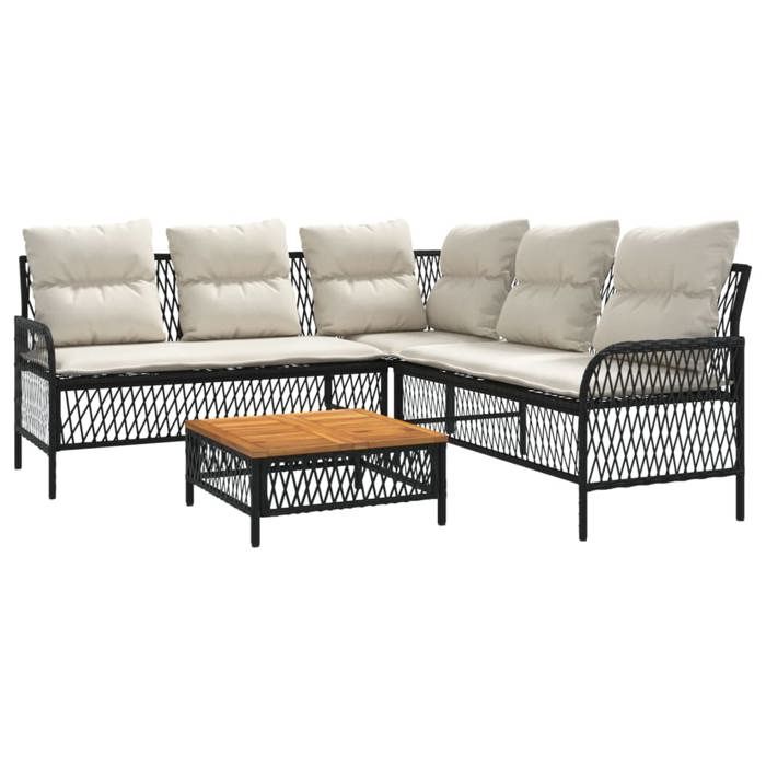 VidaXL Garden Sofas 2 Pcs with Cushions Black Wicker, Outdoor Sofa Set, Garden Lounge Set, Set 368733
